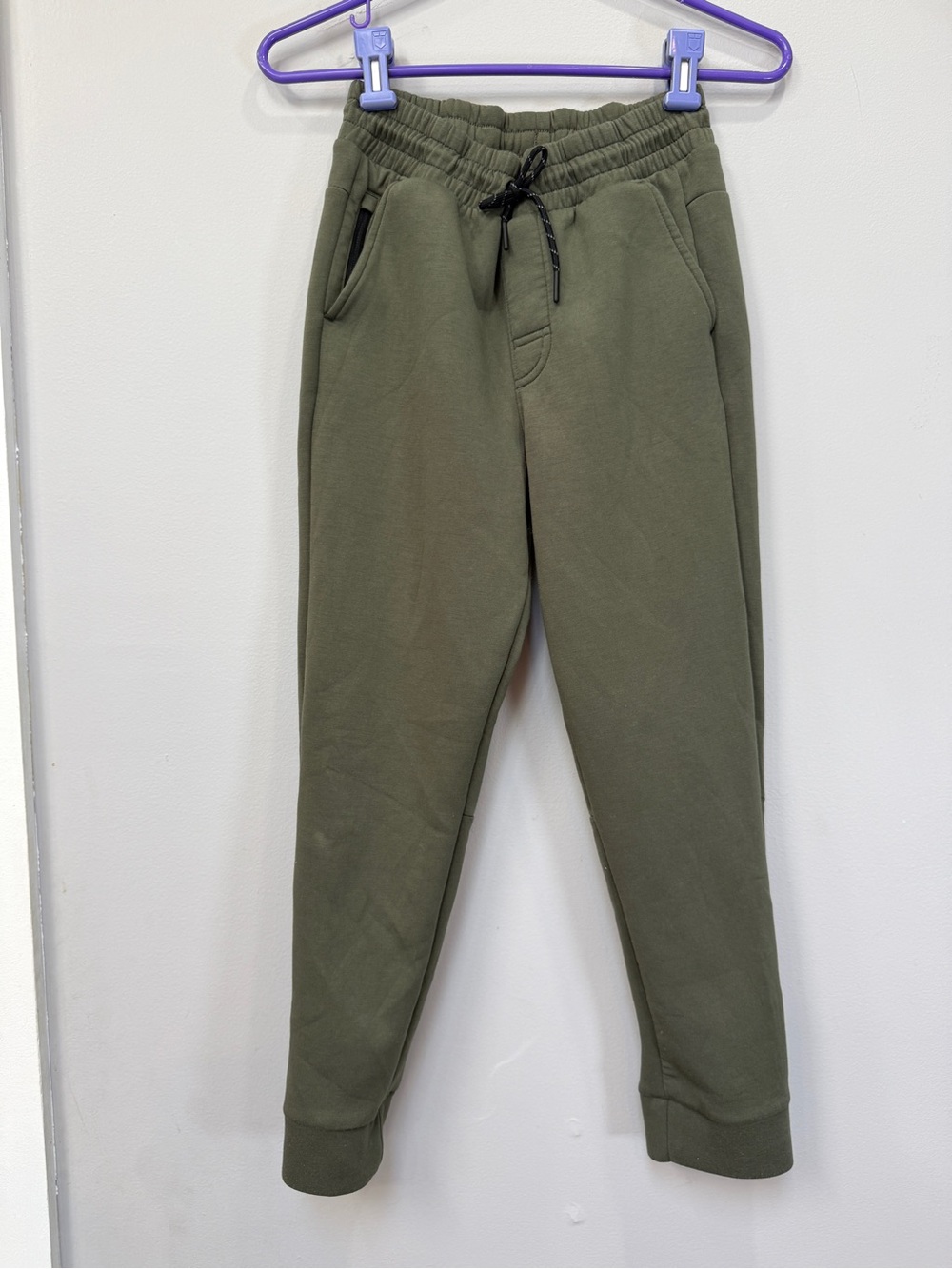 Kids Olive Green Joggers with Drawstring Waist